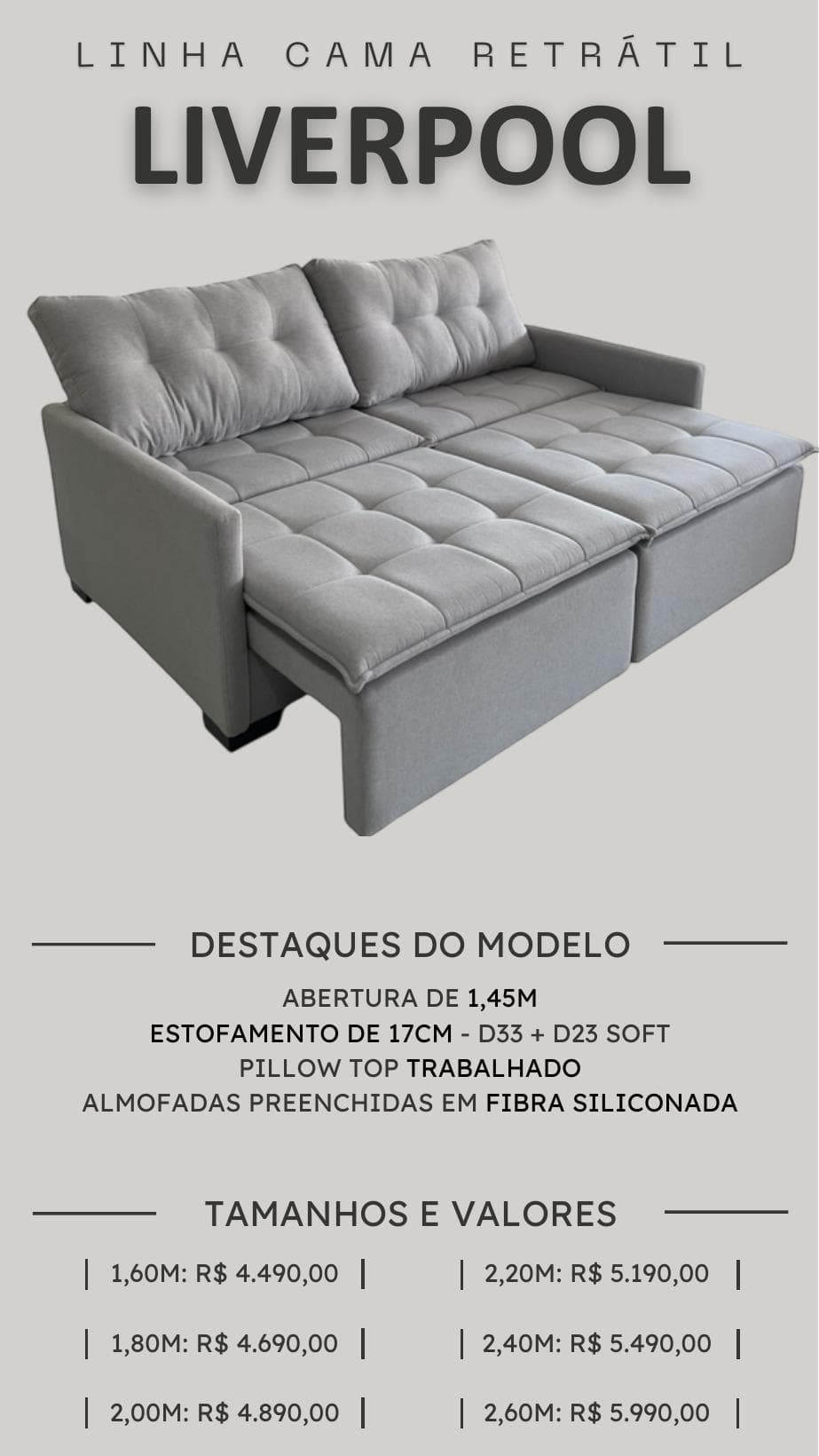 Linha cama retrátil Liverpool — catálogo PCR Móveis