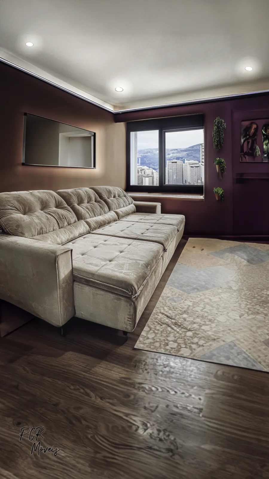 Sofá Windsor bege entregue em sala de cliente em Manaus